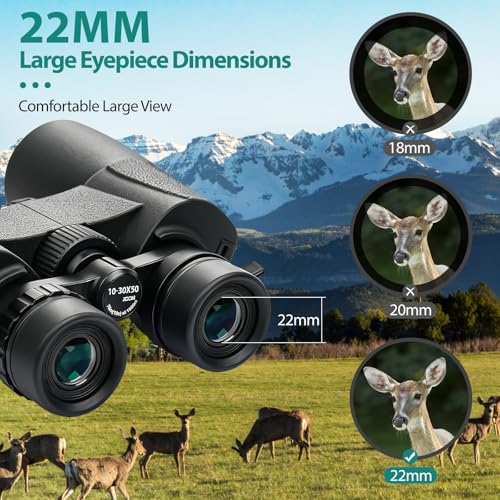 10-30x50 Zoom Binoculars for Adults High Power, Low Light Night Vision, BAK4 Prism with FMC Lens, Waterpoof, HD Professional Binoculars for for Bird Watching Hunting Travel Concerts & Sports - size: Black(10-30X50)