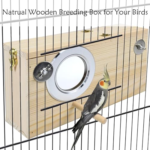 Parrot Nesting Box Cockatiel Nesting Box Bird Breeding Box House Handcrafted Wooden Acrylic Transparent Bird Box with Detachable Wooden Board for Parakeets Cockatiel Budgie Conure Parrot S - size: S(9.1"X5.7"X5.7")