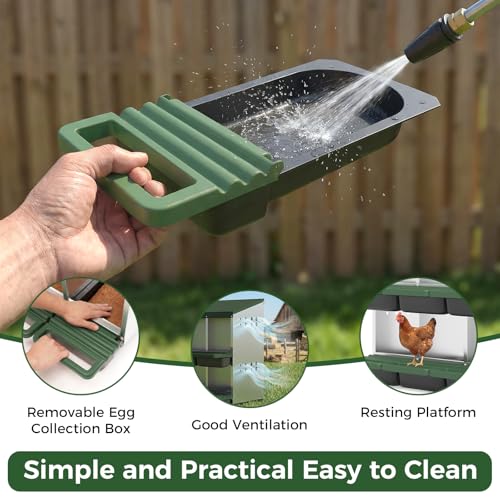Garvee 6-Hole Chicken Nesting Box with Removable Lid, Metal Chicken Coop with Roll Away Design/Easy Egg Collection/Ventilation Holes, for Chicken Coops, Duck Coops and Hens (Green) - color: GREEN, size: 31.9"L x 20.5"W x 31.1"H