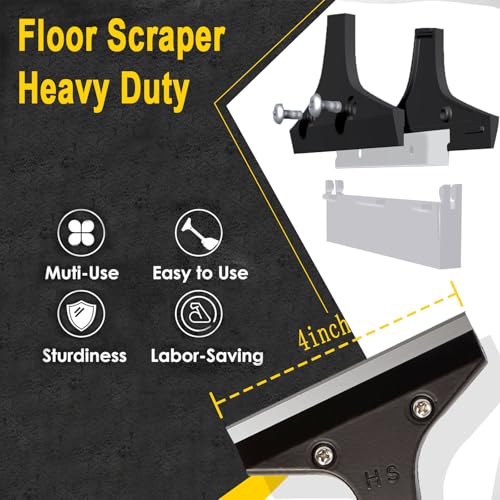 Floor Scraper Long Handle Heavy Duty, 31-61“ Long Handle Blade Scraper Tool with 10PCS Extra Blades 4 Inch stainless steel efficiently and quickly kitchen stickers windows cleaning. (55inch) - size: 61inch