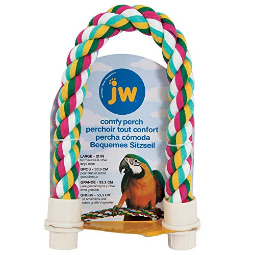 JW Pet Comfy Perch For Birds Flexible Multi-color Rope, Large - 21" Length - size: Large, style: 21"
