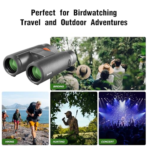 10x42 HD Binoculars for Adults High Powered with Low Light Night Vision – Lightweight Waterproof Binoculars with Smartphone Adapter for Hunting, Bird Watching, Stargazing & Outdoor Travel - color: Black-10x42