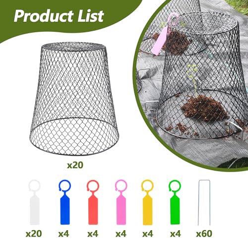 20 Pack 9.2x9.2 Inch Chicken Wire Cloche Plant Protectors from Animals | Plant Cages for Outdoor Plants Keep Rabbits Squirrels Birds Deer Out, Sturdy Garden Cloche for Vegetables Flowers Seedlings - size: 20PCS-9.2"x9.2"