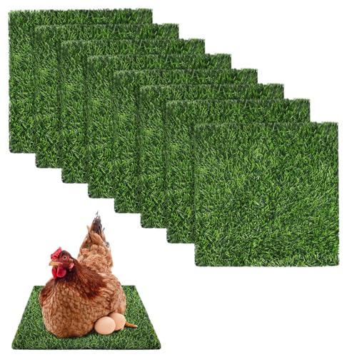 8-Pack Washable Chicken Nesting Pads for Chicken Coop Box, 12" x 12" Artificial Grass Nesting Pads for Chicken