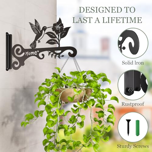 Metal Plant Hooks (2-Pack) - Decorative Wall Hangers with Bird Design for Indoor & Outdoor Use - Hanging Brackets for Plants, Flower Baskets, Bird Feeders, Lanterns - Patio, Garden, Home Decor