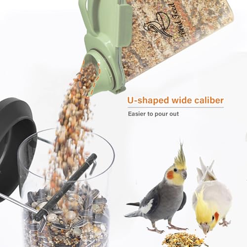 Bird Seed Storage Container Portable-3 Qt/2.8 L Clear Bird Food Container with Spout,Airtight Wild Bird Seed Dispenser for Storing Sunflower Seed|Squirrel proof|BPA Free-Green - color: Green