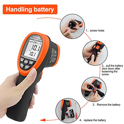 Digital Infrared Thermometer Gun, Dual Laser Industrial Pyrometer AP-2732 | -58℉- 2732℉ (-50℃~1500℃) High Temperature IR Thermometer 30:1DS,Adjustable emissivity 0.1-1.0 ,Hi/Lo Temp Alarm,Flashlight - color: AP-2732 Orange