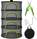 Herb Drying Rack Hanging Mesh 4 Layer 18" with Zipper, Garden Pruning Shear, Hook & Carabiner Clip for Drying Herbs, Plants, Seeds, Buds | Hydroponics & Grow Tents Herb Dryer Hanging Rack - style: 4 Layer 18"