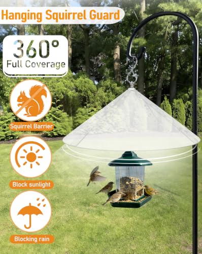 Squirrel Baffle,Squirrel Baffle for Bird Feeder Pole,19-Inch Squirrel-Proofs for Outdoor Shepherd's Hooks,Outside Hanging Mount Squirrels Guard(Clear) 1 Pack. - color: Hanging mount-White-1P