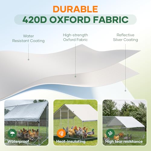 Metal Chicken Coop with Runs for Yard with Cover Waterproof Quail Coop Walk in Duck Coop, Chicken Pen House Cage gallinero para gallinas with Security Lock for Outdoor Farm Rabbit Run 19x9.2x6.5ft - size: 224.4"L x 110.4"W x 78"H