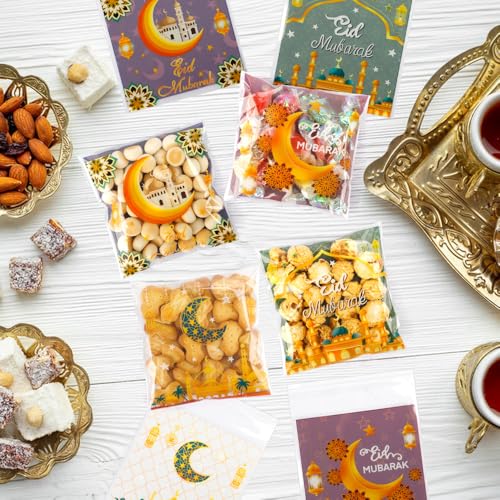 100 PCS Eid Goodie Bags - Ramadan & Eid Gift Bags (4x4) - color: 100pcs Eid bags