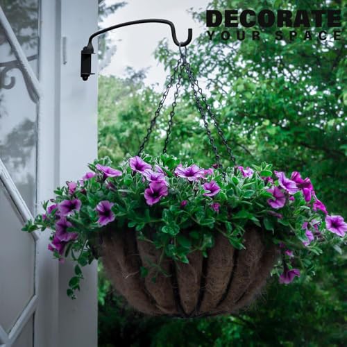 8 Pack Hanging Plant Bracket Wall Mounted Hooks for Hanging Bird Feeder, Flower Bracket, Anti Rust Metal Lanterns 12 Inches (12 in 8P) - color: Black, size: 12in 8Pack