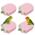 4PCS Bird Beak Grinding Stone,Parrot Perch Stands,Parakeets Platform Chewing Toys Calcium Pumice Lava Foot Claws Trimmer Climbing Ledge for Cockatiel Budgie Conure Lovebird(Pink) - color: 4Pack Pink | S