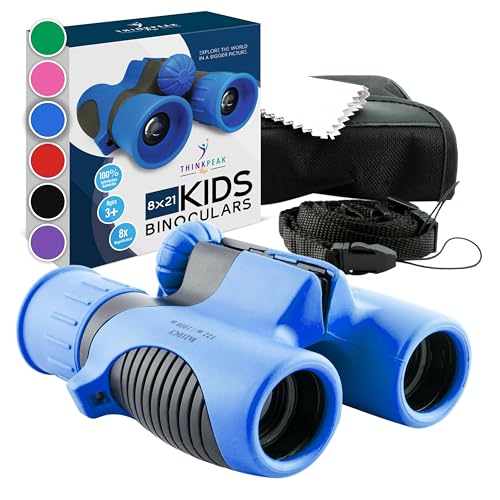 Think Peak Blue Binoculars Science Toy for Kids Ages 3-12 Years - Real Compact Outdoor Adventure & STEM Educational Nature Hiking Explorer for Bird Watching, Camping Children’s Birthday Gift - color: Blue
