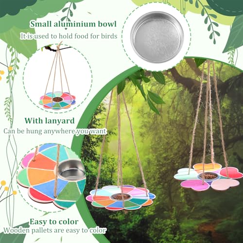 DoubleFill 24 Pcs Bird Feeder Craft Kits | for Kids Ages 3-8, Make Your Own Bird Feeders, Kids Art Crafts DIY, Wooden Art Painting Flock Feeders, for Outside DIY Crafts