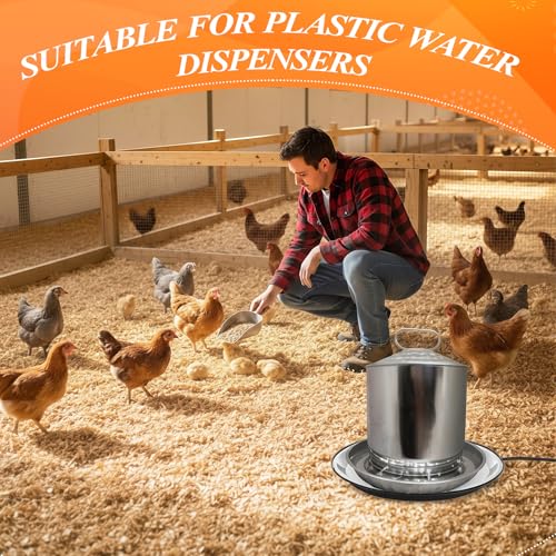 2 PCS Chicken Water Heater for Winter 110V 38W Poultry Drinker Heater Base Surface Temperature can Reach About 140 Fahrenheit Degree Chicken Waterer Electric Deicer Heated Base(Black) - color: Black