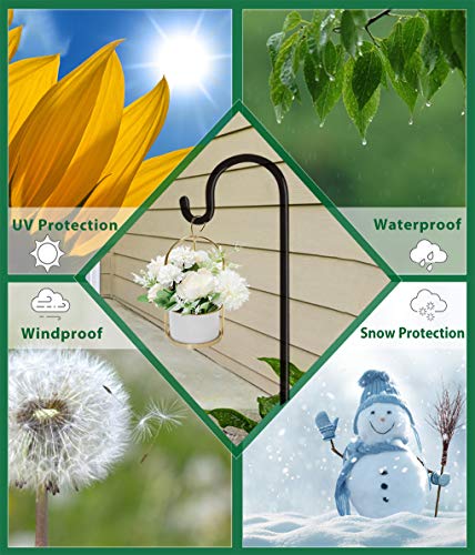 Adjustable Outdoor Shepherd Hook Stand with 5 Prong Base, 92 Inches Tall 3/5 in Thick, Shiny Black (1 Packs) - size: 92in-Single