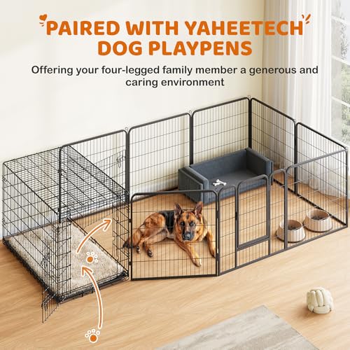 Yaheetech 48in Double Door Metal Dog Crate w/Divider for Puppy Indoor Use | Heavy-duty Sturdy Metal Frame, Easy Assemble, Fold Up for Travel, Removable Tray, Ideal for Puppies, Medium to Large Dogs - size: 48" L