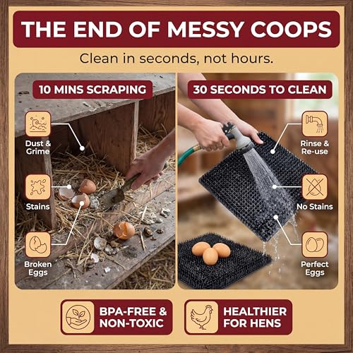 4 Pack Ultra Soft Washable Chicken Nesting Pads for Chicken Coop — Premium Food Grade Mats — 100% BPA Free — Durable & Easy to Clean Reusable Nesting Pads - size: 4 Pack