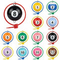 Colored & Numbered Chicken Leg Bands, 12 Billiard Ball Style, 1.6cm | Poultry Identification, Chicken & Goose Compatible, Colorful Rings