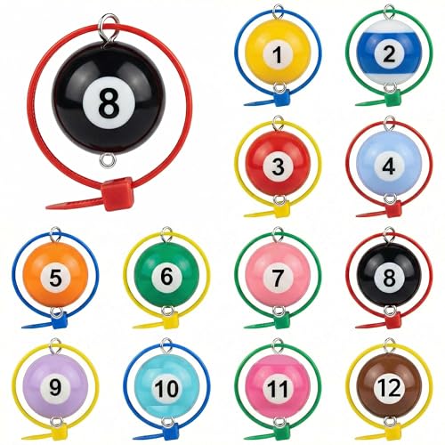 Colored & Numbered Chicken Leg Bands, 12 Billiard Ball Style, 1.6cm | Poultry Identification, Chicken & Goose Compatible, Colorful Rings