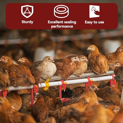 100 PCS Automatic Chicken Waterer, 3 Way Spring Type Automatic Chicken Water Nipples Chicken Waterer Nipples Replacement Parts for Farm Feeder