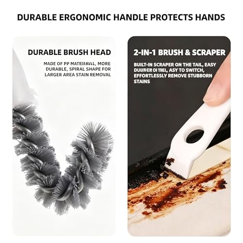 Oven and BBQ Cleaning Brush, Curved Head Brush with Scraper for Stove, Grill Grates, Oven Racks, Kitchen Crevices and Bird Cage – 16cm, 1 Pack