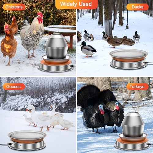 ZenxyHoC 11in Chicken Water Heater for Drinker, 110W Heated Base | Poultry Waterer Heated for Metal Drinking Fountains
