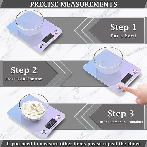 Food Scale Kitchen Scale Food Scales Digital Weight Grams and Ounces Small Electronic Food Scale for Baking Cooking Gradient Purple - color: Gradient Purple