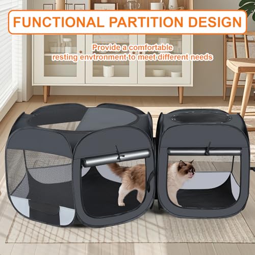 Cat Playpen, Cat Cage, Cat Crates for Indoor Cats, Cat Kennel Enclosure-L | 2 in 1 Cat Play Pen, Collapsible Cat Cage Crate for Indoor Cats, Independently Usable Cat Tents, Cat Enclosure Kitten Playpen - size: L(72.4*23.6 in)