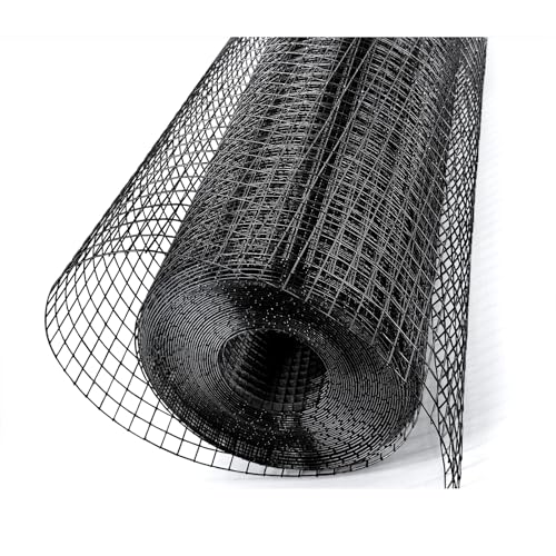 Black Hardware Cloth 1/2 in 48 x 50 ft 19 Gauge Welded Mesh | Black coated wire roll, Stronger Welds, Low Defect Rate, Garden Fence, Chicken Coop, Tree Guard - size: Black 1/2" 48" x 50' 19Ga