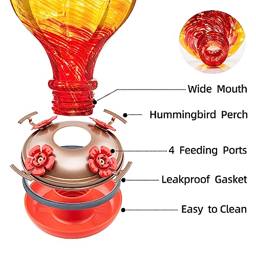 Gifts for Women Hummingbird Feeders, 34OZ Hand Blown Glass Hummingbird Feeder for Outside Ant Moat Leakproof for Mom (Wavy Mauve) | LaElvish Garden Gifts for Women Hummingbird Feeders, 34OZ Hand Blown Glass Hummingbird Feeder for Outside Ant Moat Leakproo
