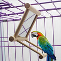 Bird Mirror with Swing and Perch for Parakeets Cockatiels Lovebirds Finches - Wooden Interactive Hanging Cage Toy, 3.7 x 3.5 x 3.5 Inch, 1 Pack - size: 3.7 x3.5x3.5 inch