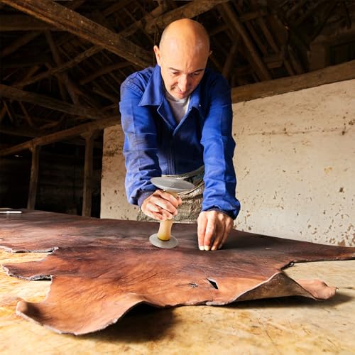 Hog Scraper Pelt Fleshing Tool – Dual Plate Hide Scraper Flesher Hide Tanning Kit, Leather and Taxidermy Supplies