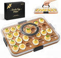 Deviled Egg Containers with Lid, Acacia Wooden Base with 28 Slots | Portable Deviled Egg Platter Carrier Holder Trays, Elegant appearance, Strong Durability, for Party and Home Kitchen - color: Black