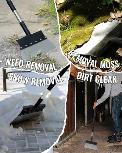 Garden Flat Shovel, Heavy Duty Multifunctional Cleaning Shovel with 60" Adjustable Long Handle, Metal Floor Scraper Tool for Weeding, Scraping, Ice & Snow Removal, Driveway, Sidewalk, Garden, Outdoor