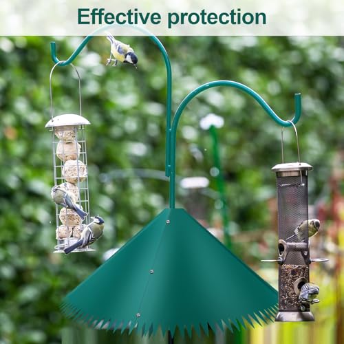 Qualirey 2 Pcs Squirrel Baffle for Bird Feeder, Green Plastic Guard Stopper Keep Squirrels Off Bird Feeder Pole for Outdoor Shepherd's Hook House (Green, 16 Inch)