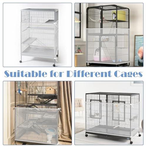 Trinkrittey Large Bird Cage Seed Catcher, 31 x 118 inches Adjustable Large Bird Cage Cover Elastic Band Mesh Cages Cover Skirt Nylon Mesh for Parakeet Parrot Cages