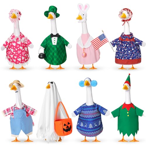 8 Set Holiday Porch Goose Outfit for 23inch Statue, Seasonal Bundle - size: 23Inch, style: Basic Style