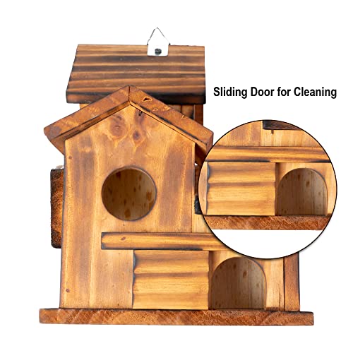 COLEBA Bird Houses for Outside,Outdoor 5 Hole Bird House Room for 5 Bird Families Bluebird Finch Cardinals Hanging Birdhouse for Garden (Brown - Set of 1)