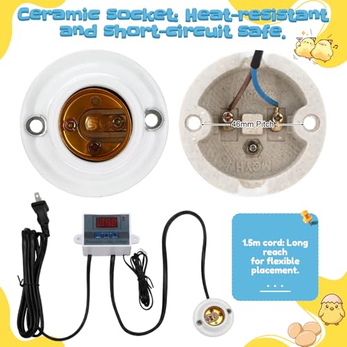 BreezeHug 15.7 x 11.8 x 11.8 in Brooder Box Kit for Chick Quails with Heated Lamp Digital Temperature Controller Cleaning Tool Kit Stickers Brooder Box for Chickens Ducks Quails Hamsters Rabbit Lizard