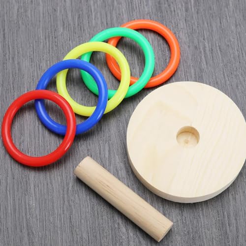 1 Set Wooden Bird Training Toys Parrot Training Colorful Stacking Rings Toy Educational Foraging Toy for Small to Medium Birds