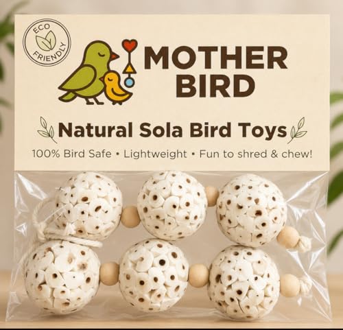 Shred and Destroy Bird Toy for Small Birds - Budgies, Lovebirds - Natural Sola Ball Hanging Chew Toy - 2 Pack - Boredom Buster Cage Toy