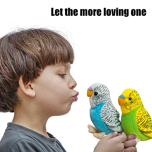 2Pcs Budgerigar Plush Toy, 5.5 inches, Parakeet Plush Toy, Budgie Soft Toy, Bird Stuffed Animal for Kids - color: Blue and Gren