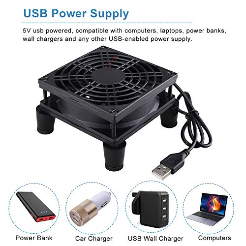 GDSTIME Small 92mm Router Fan Cooler with L/M/H 3 Speed Controller, 5V USB | Brushless DC Case Fans, for Xbox, Modem, Routers, Mini PC, DVR, TV Box Cooling - size: 92mm USB Fan