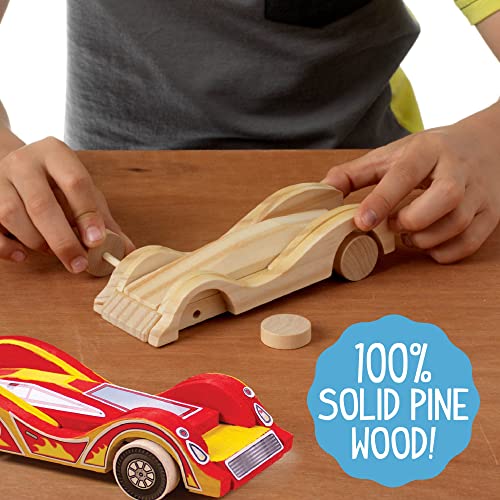 Made By Me Build & Paint Your Own Wooden Toys, DIY Wood Craft Kit, Easy to Assemble, 3 Cars - style: Cars