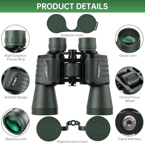 20x50 High Powered Binoculars for Adults, Waterproof Binoculars with Low Light Vision for Bird Watching Hunting Camping Travel Cruise Hiking Sports Stargazing, Gifts for Men Dad - color: Green