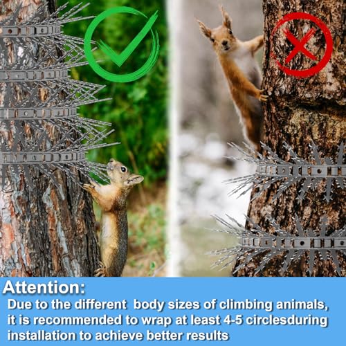 Bird Spikes Squirrel Proof Baffle for Bird Feeders, Avoid Climb Spikes for Outside, Fence, Garden, Tree, Roof, Deterrent Spikes for Squirrel, Raccoon, Pigeon, Cat, 79 Inch Stainless Steel Barb Spikes - size: 1.31FT*5 Bird Spikes