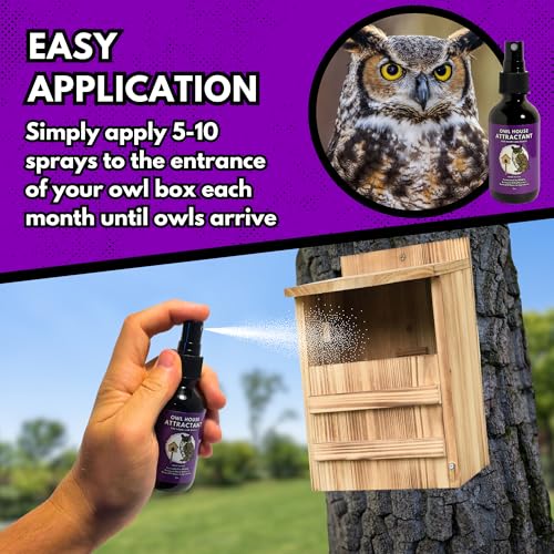 Owl Attractant - Bait Lure for Owl Houses and Boxes - 2oz Spray Bottle - Research-Backed All Natural Pheromone and Scent Mimicking Formula Blend - Made in the USA