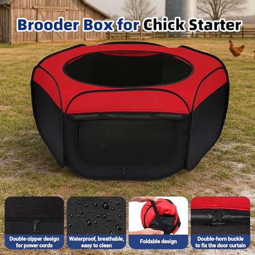 Brooder Box for Chicks Starter Kit - Upgraded Dual Door Collapsible Large Chicken Pen, Easy to Clean Chicken Coop Supplies for Ducks, Quail, Cats, or Dogs, Holds Up to 20 Chicks